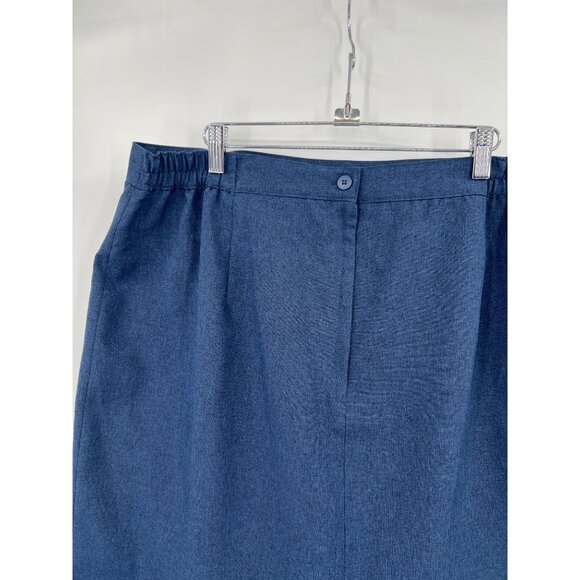 Navy Pencil Skirt 20W Sag Harbor Suits Blue Elastic Waist Office Vintage Modest - Picture 4 of 8